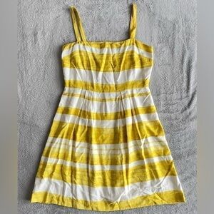 Loft Summer Sleeveless Spaghetti Strap Yellow Striped Lined Dress size 6